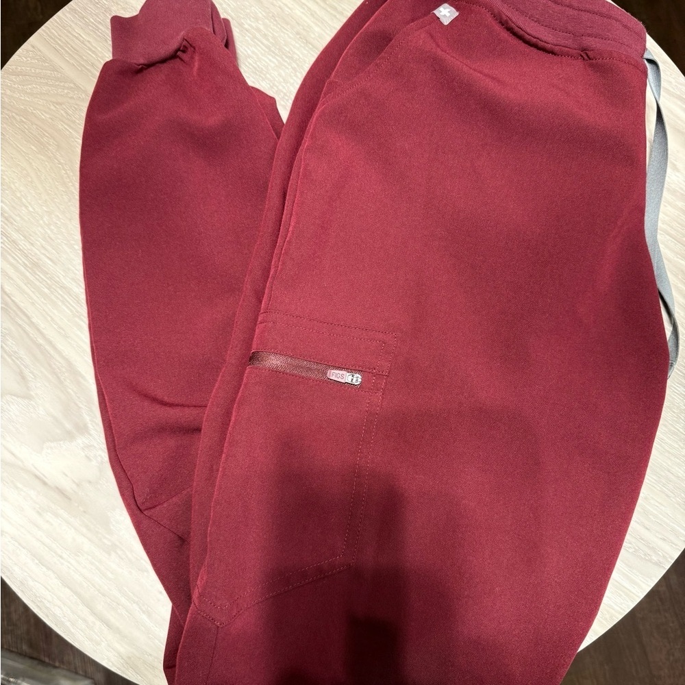 Worn once! Figs Burgundy Scrub pants